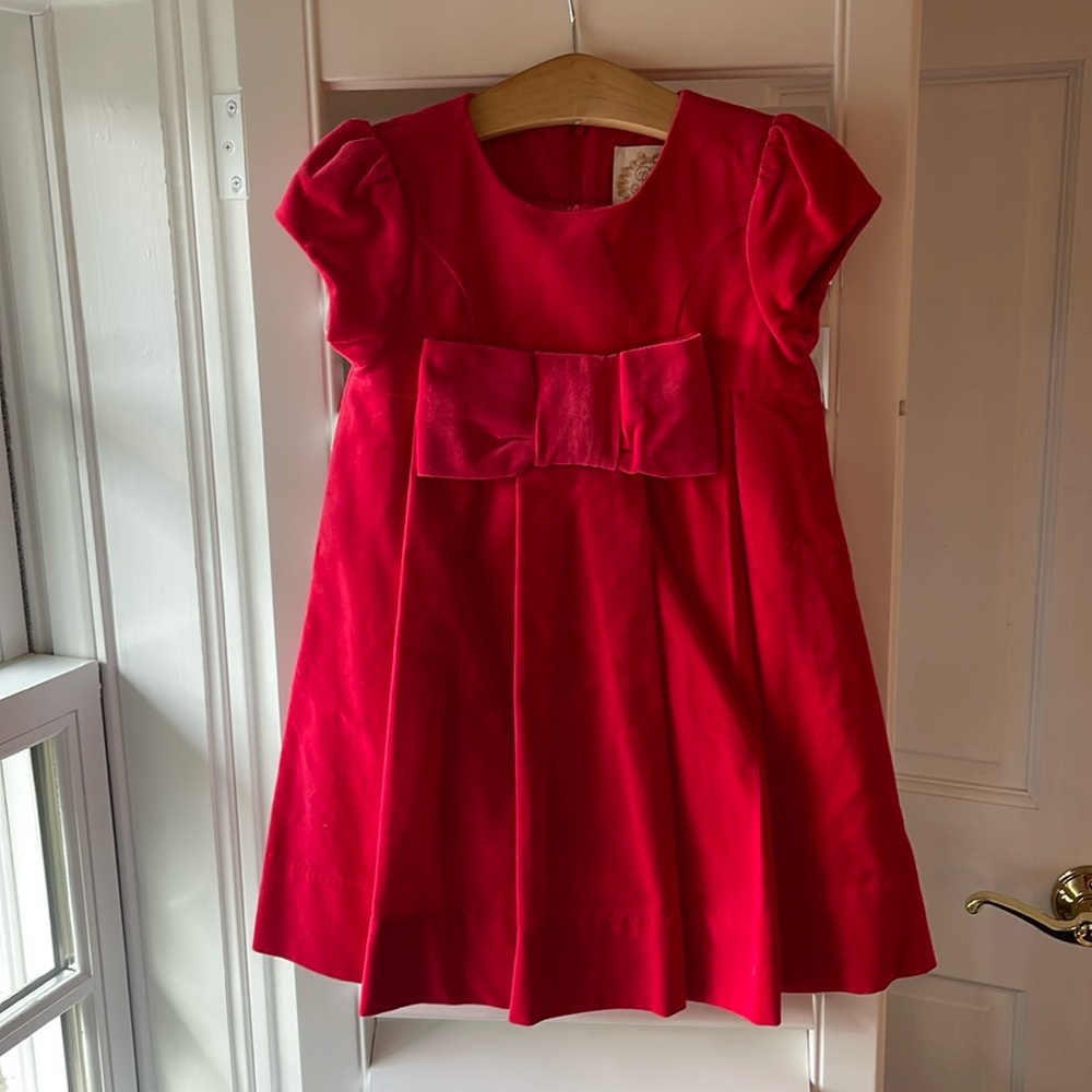 Beaufort Bonnet Company Darcy Dress velveteen in Richmond Red, size 4T